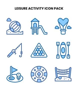 Leisure Activity Two Colour UI Icons Pack Stock Illustration