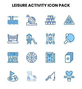 Leisure Activity Two Colour UI Icons Pack Stock Illustration
