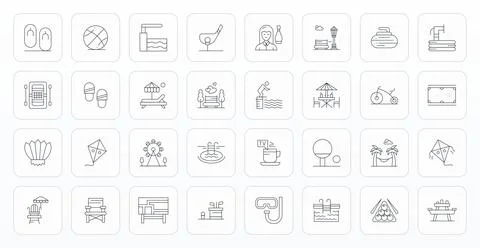 Leisure Complete Vector Package with 32 Retina Ready Thin Line Detail Enhan.. Stock Illustration