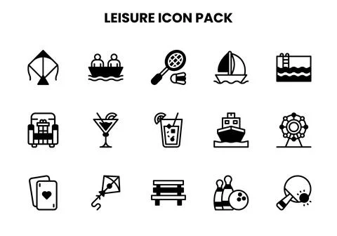 Leisure DuoTone Vector Icons Pack Stock Illustration