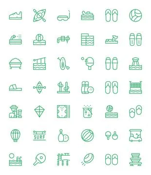 Leisure Essential Vector Set including 42 Detail Enhanced Regular Line 256x.. Stock Illustration