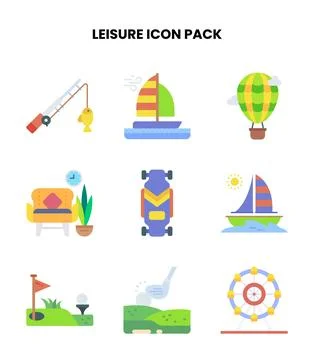 Leisure Flat Scalable Icons Pack Stock Illustration