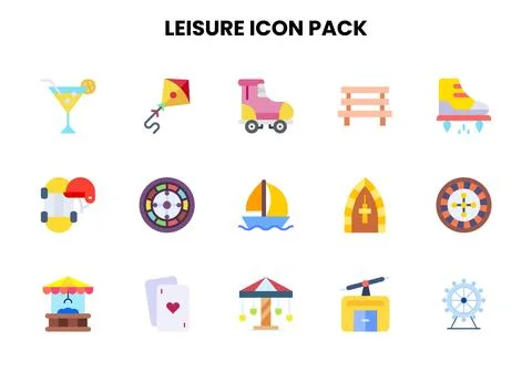 Leisure Flat UI Icons Pack Stock Illustration