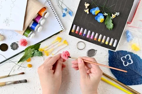 Leisure. Hobbies and recreation. Creating flowers and ornaments from cold Фото