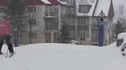 Leisure Skiing in Canada Stock Footage 33605488