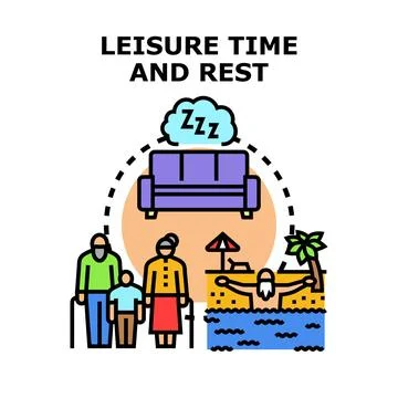 Leisure time and rest concept illustration Illustrazione stock