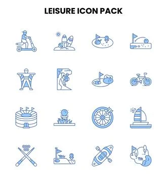 Leisure Two Color Blue Vector Icons Pack Stock Illustration