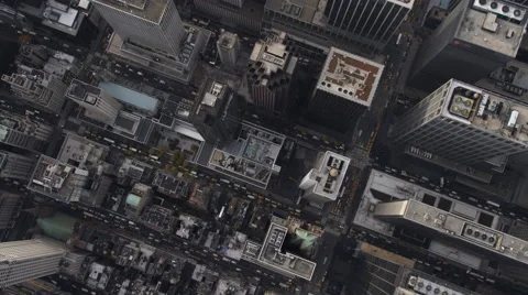 Leisurely flight over Midtown Manhattan, view of St. Patrick's Cathedral near Stock Footage 59168336