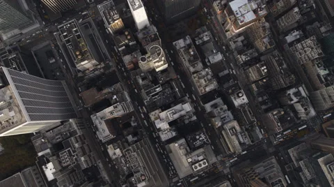 Leisurely flight over urban canyons near Rockefeller Center and Times Square. Stock Footage 59167688