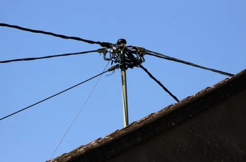 Leitungen auf einem Dach in Mettlach Stock Photos