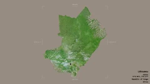Lekoumou - Republic of Congo. Bounding box. Satellite Stock Illustration