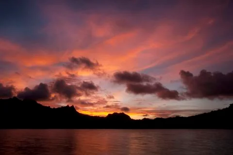 Lelu sunset - kosrae, micronesia Stock Photos