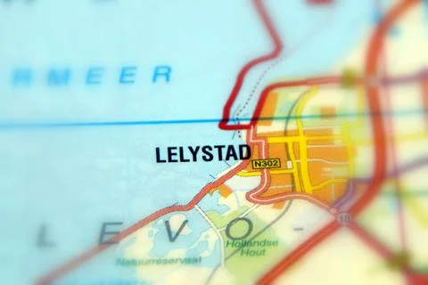 Lelystad on a map Stock Photos