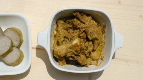 Lemang and rendang homemade Stock Footage 154282553