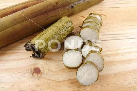 Lemang is a traditional Indonesian, Malaysian, Singaporean food and made of g Stock Photos