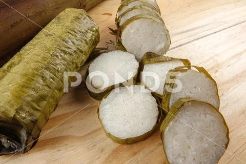 Lemang is a traditional Indonesian, Malaysian, Singaporean food and made of g Stock Photos