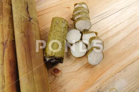 Lemang is a traditional Indonesian, Malaysian, Singaporean food and made of g Stock Photos