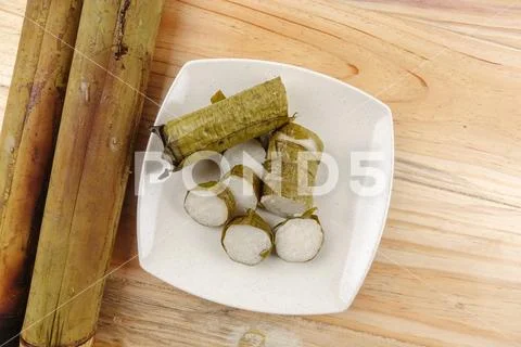 Lemang is a traditional Indonesian, Malaysian, Singaporean food and made of g Stock Photos