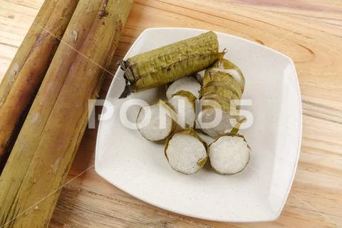 Lemang is a traditional Indonesian, Malaysian, Singaporean food and made of g Stock Photos