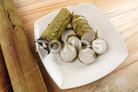 Lemang is a traditional Indonesian, Malaysian, Singaporean food and made of g Stock Photos