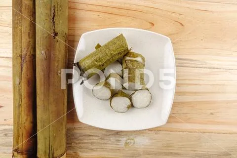 Lemang is a traditional Indonesian, Malaysian, Singaporean food and made of g Stock Photos
