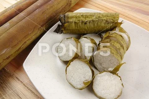Lemang is a traditional Indonesian, Malaysian, Singaporean food and made of g Stock Photos