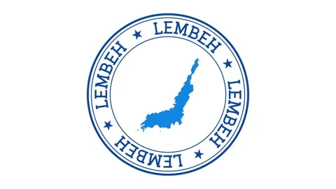 Lembeh intro. Badge with the circular name and map of island. Lembeh round lo... Stock Footage 231098406
