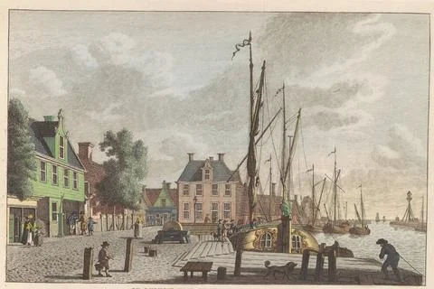 Lemmer, ca. 1790; De Lemmer naar de Groote Lantaarn te zien / Vue du Lemme... Stock Photos