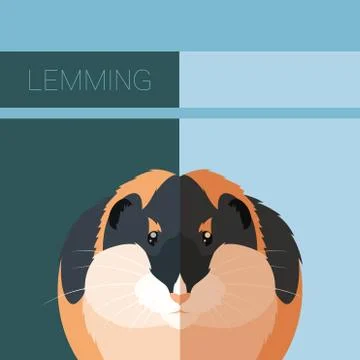 Lemming flat postcard Stock Illustration