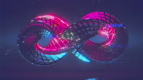 Lemniscate of Bernoulli Infinity sign with VHS grain VJ loop 3D render animation Stock Footage 165211547