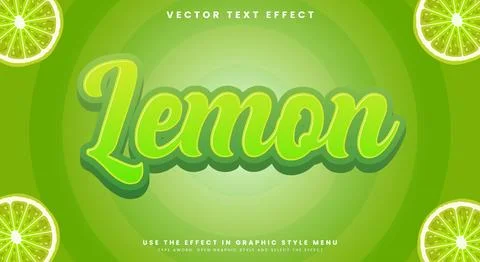 Lemon 3d editable text effect Template Stock Illustration