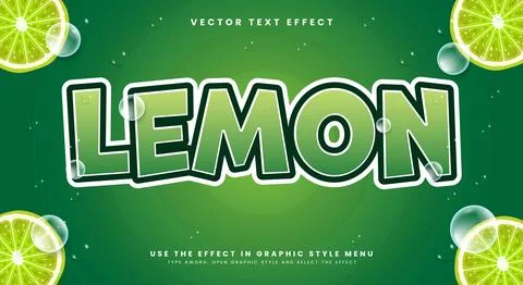 Lemon 3d editable text effect template Stock Illustration