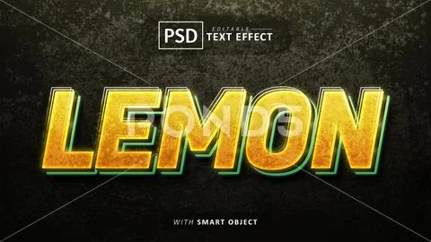 Lemon 3d text effect editable PSD 템플릿