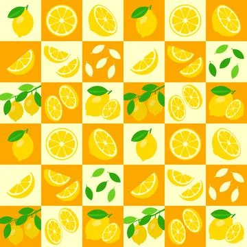 Lemon abstract seamless geometric vector pattern for packaging design Stock Illustration