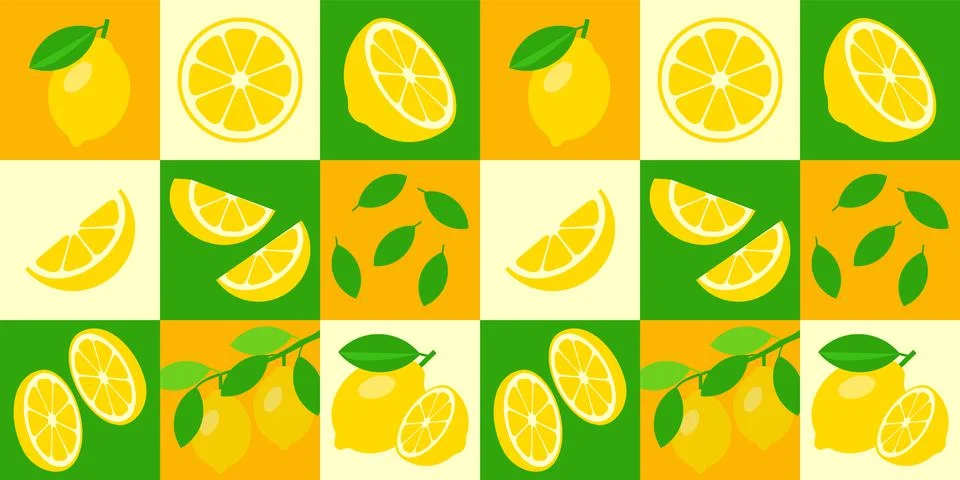 Lemon abstract seamless geometric vector pattern for packaging design Stock Illustration