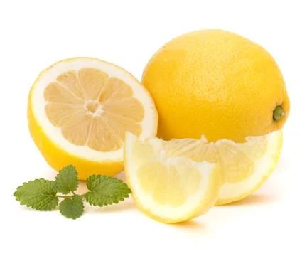 Lemon and citron mint leaf isolated on white background Stock Photos