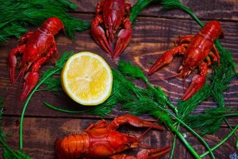 Lemon and crayfish Stock Photos