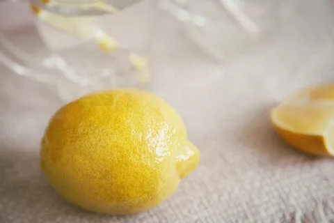 The lemon and cut a slice of lemon Stock Photos