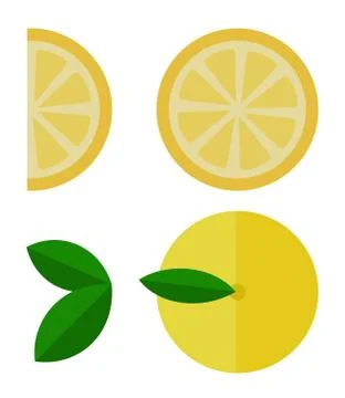 Lemon and its pieces vector flat isolated Stock-Illustration