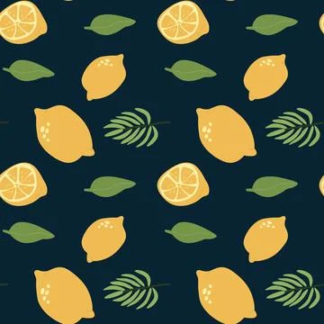 Lemon and leaf pattern for summer vacation design Stock Illustration