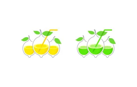Lemon and lime cool drinks, lemonades Stock Illustration