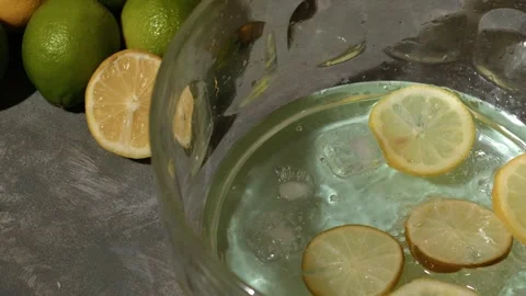 Lemon and lime punch served in glass bowl Stock Footage 267683075