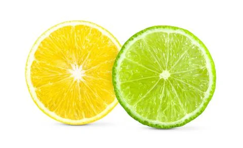 Lemon and lime slice on a white background Stock Photos