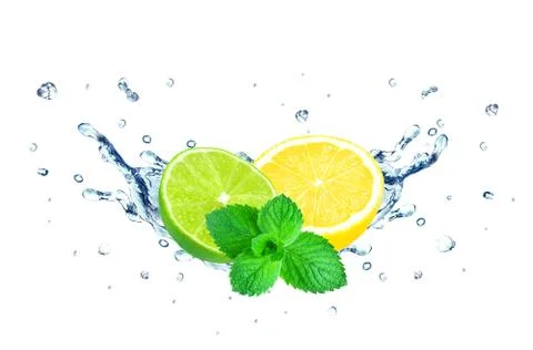 Lemon and lime splash Stock Photos