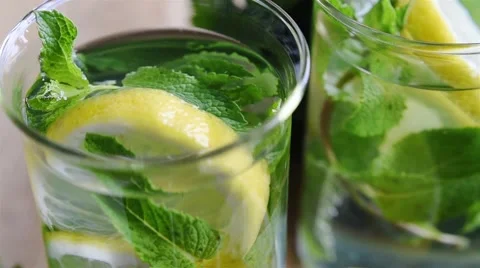 Lemon and mint drink Stock Footage 51450620