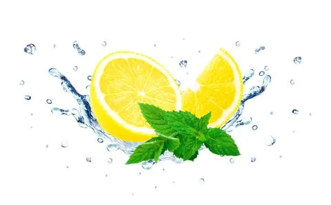 Lemon and mint splash Stock Photos