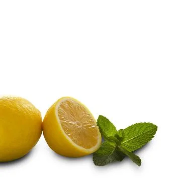 Lemon and mint on a white background Stock Photos