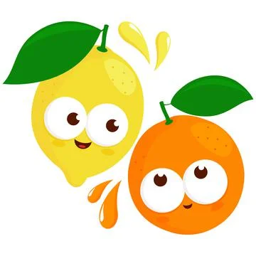 Lemon and orange characters. Vector illustration Stock Illustration