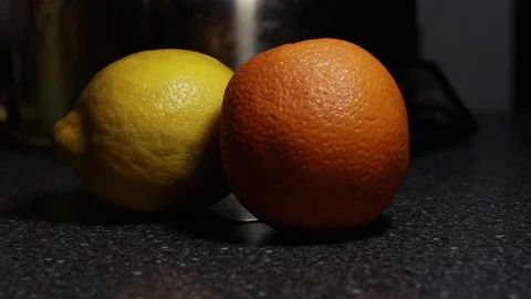 Lemon and orange on dark background Video stock 109802039