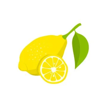 Lemon and slice of lemon on white background. Lemon icon. Vector illustration Stock Illustration
